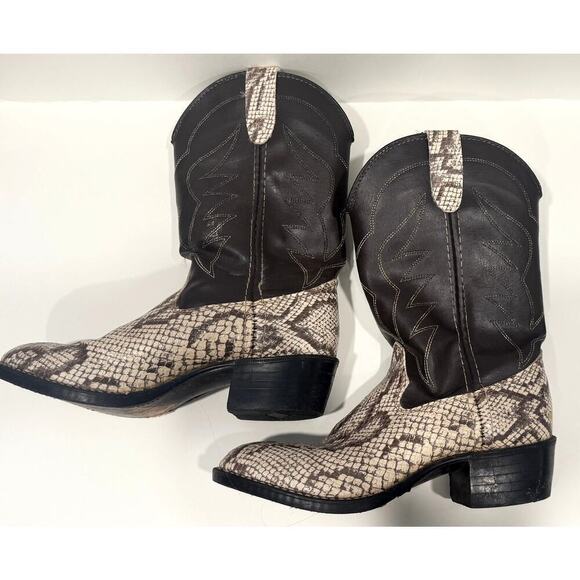 Bronco Shoes - Vintage Bronco 1911 Cowboy Boots Python Snakeskin Western Size 4